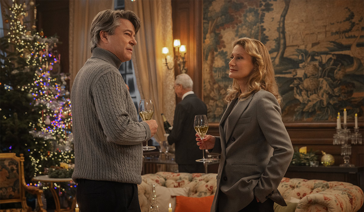 Thibault De Montalembert as Hugo Cassell and Astrid Whettnall as Brigitte Laurent in Champagne Problems. Pic: Netflix