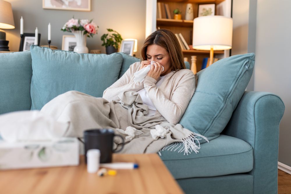 Woman with flu