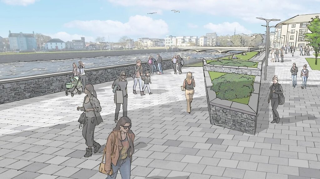 An artist impression of Galways flood defence project