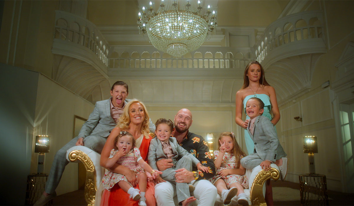 At Home with the Furys. Prince John James, Paris, Athena, Prince Tyson Fury II, Tyson, Valencia Amber, Prince Adonis Amaziah and Venezuela in At Home with the Furys. Pic: Netflix