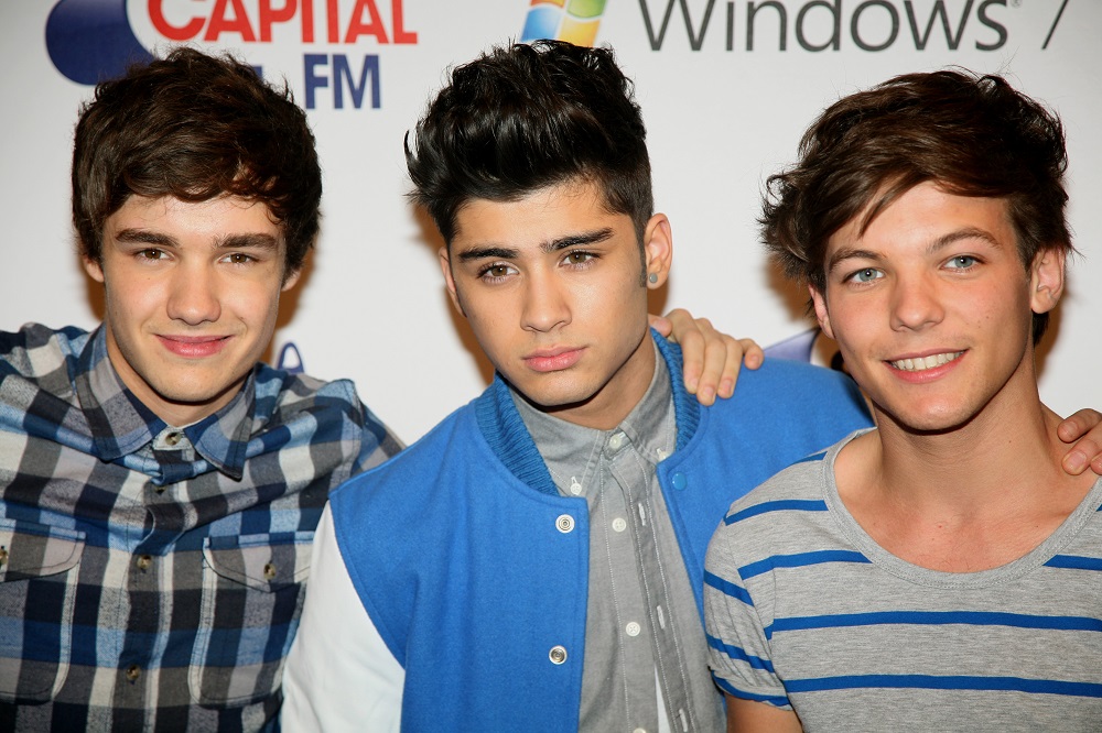 Liam Payne, Zayn Malik and Louis Tomlinson from One Direction at The Jingle Bell Ball, The O2 Arena, London