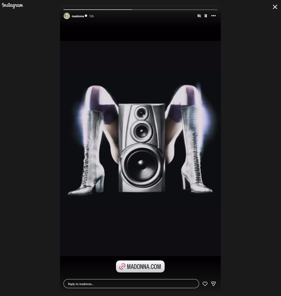 Madonna Deleted All Of Her Instagram Posts In Her Latest's Music Teasing Strategy. Source - Madonna Instagram Story, 14.04.26