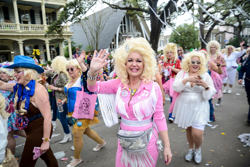 New Orleans, LA - USA - February 10, 2024 - The Krewe of Dolly parade down St Charles Avenue for the Tucks parade in New Orleans, LA.