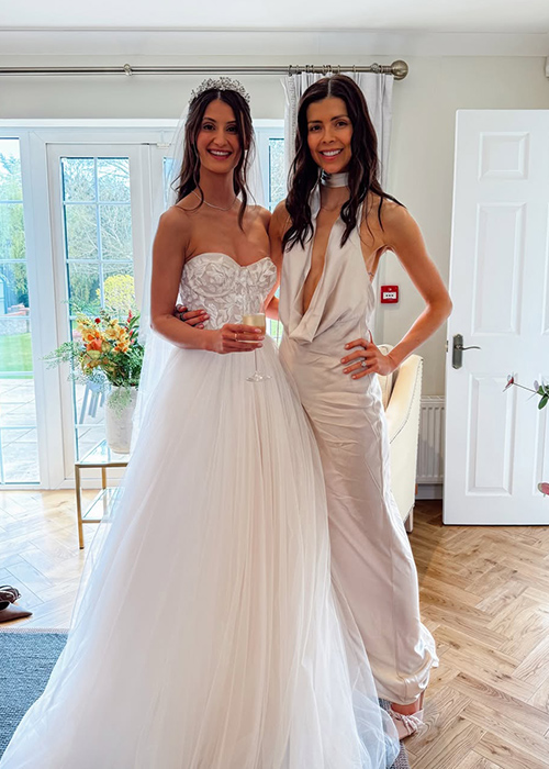 Conor Maynard's wife Kitty Bertrand with her maid of honour on her wedding day. Pic: Sophie Bertrand / Instagram