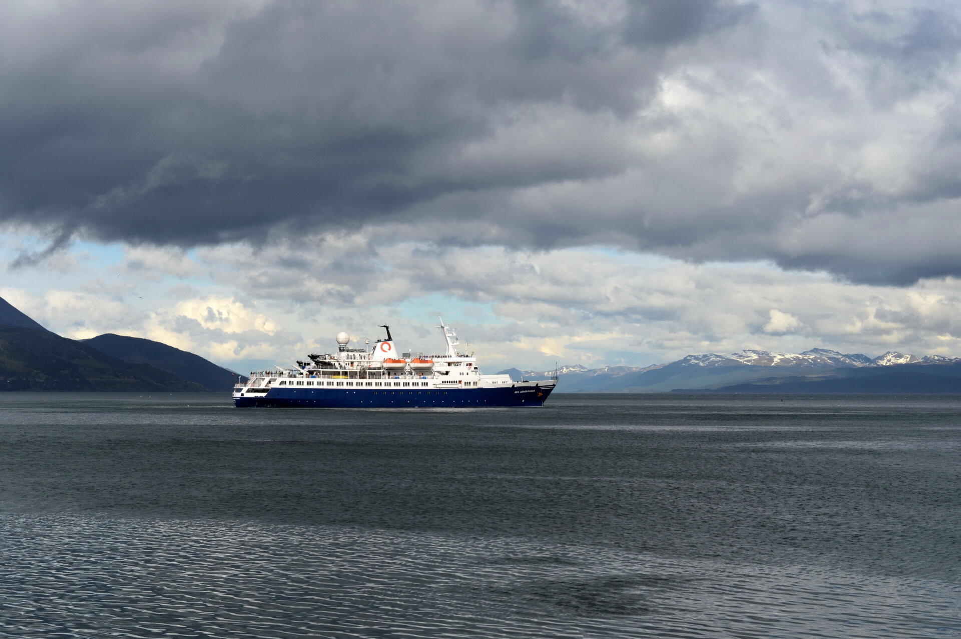 MV Hondius Cruise Ship sails Ushuaia, Argentina. Free Wind 2014, Shutterstock
