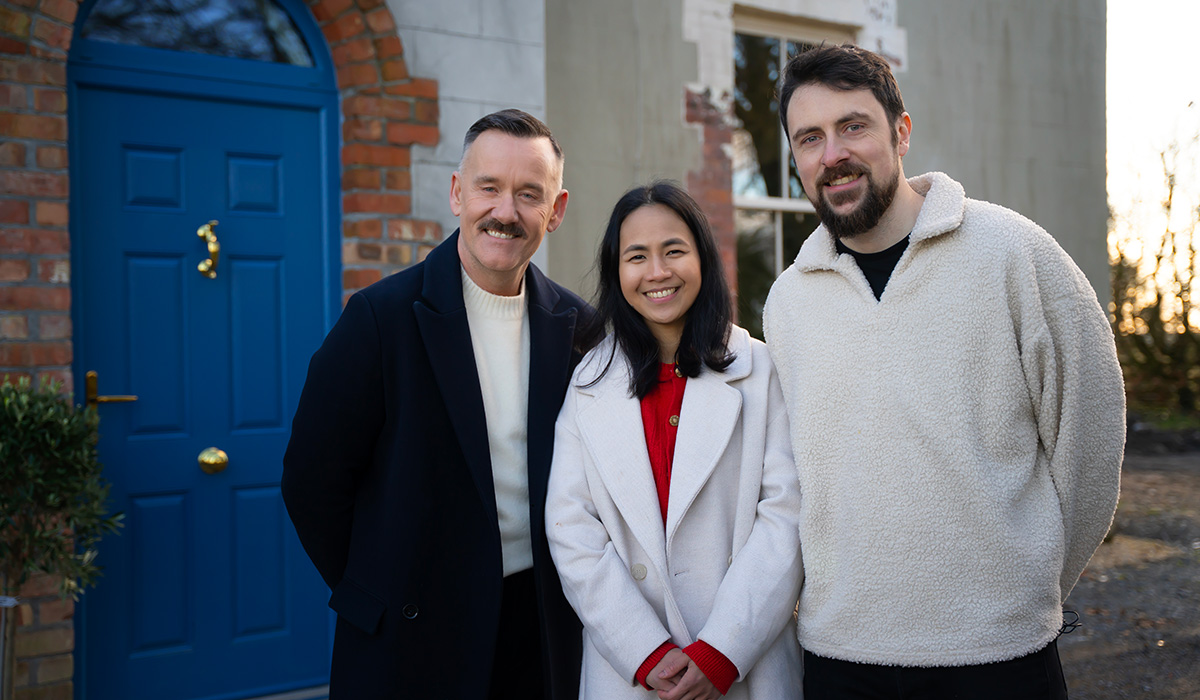 Eleanor and David Shannon with Brendan Courtney on the Great House Revival. Pic: RTÉ