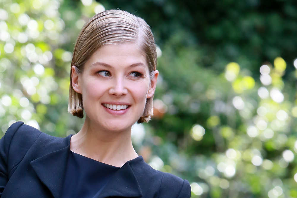 Following her massive success in Gone Girl, Pike has continued to showcase her range in films like A Private War (2018) and I Care a Lot (2020). Lucky Team Studios, Shutterstock
