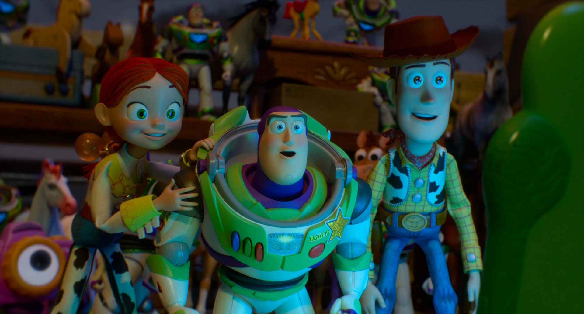 (L-R): Jessie, Buzz Lightyear, and Woody in Disney and Pixar's TOY STORY 5. Photo courtesy of Pixar. © 2026 Disney/Pixar. All Rights Reserved.