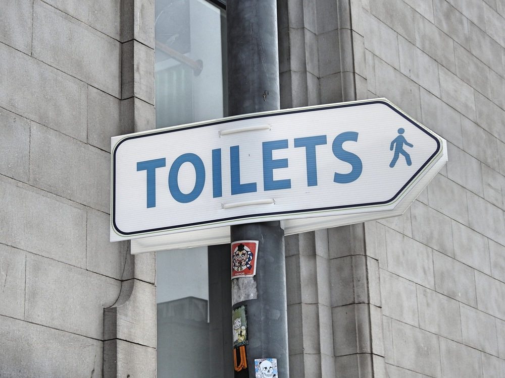 No Wait Card Awareness Day shines a light on the fight for toilet access in Ireland 3 Public toilets directional sign in Dublin city centre. Derick P. Hudson, Shutterstock