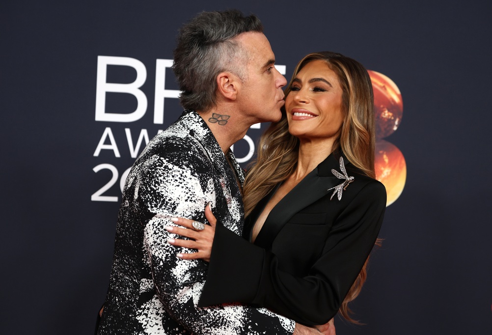 Robbie Williams and partner Ayda Field Williams attend The BRIT Awards 2026. Fred Duval Shutterstock