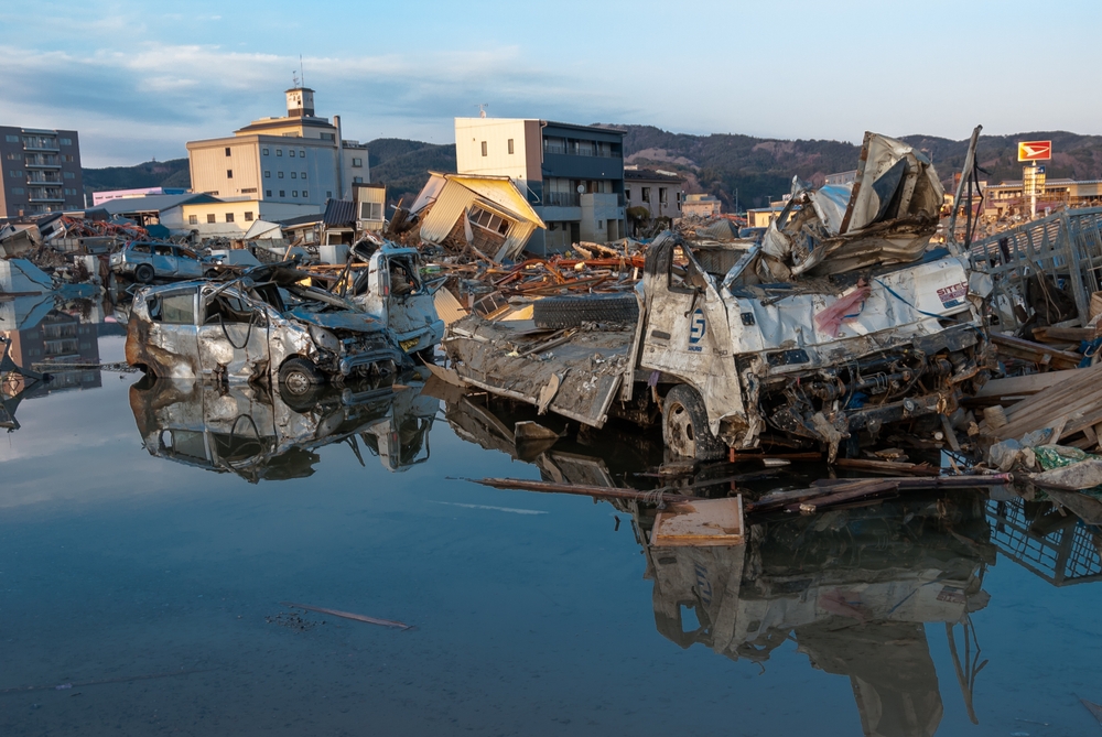 The East Japan Great Earthquake and Tsunami 2011. Debris after the huge tsunami. Mkaz328, Shutterstock