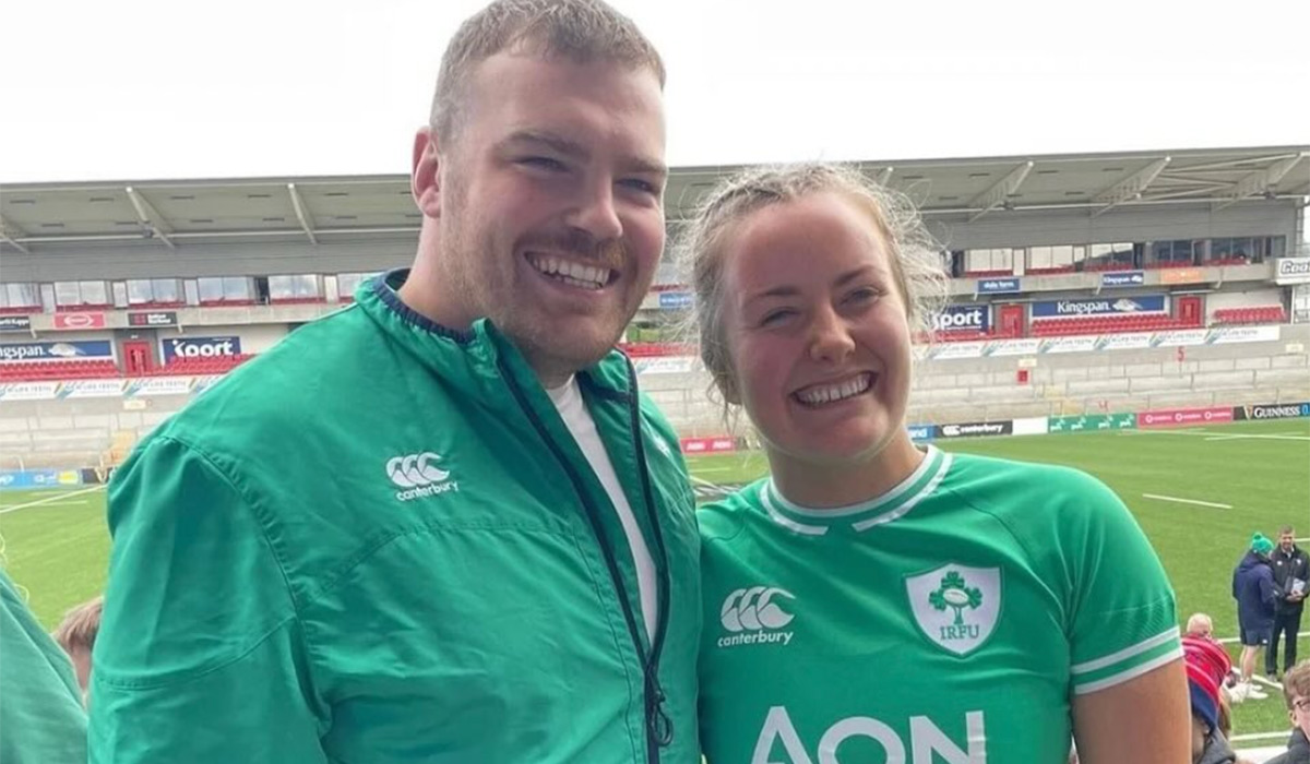 Rugby players Fiona Tuite and Eric O'Sullivan who are engaged