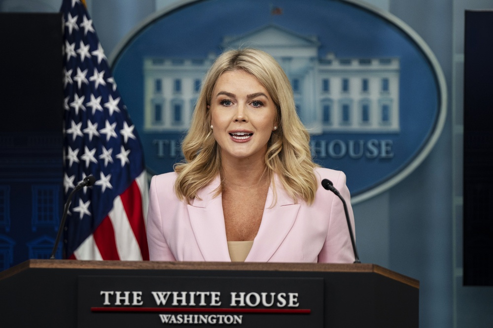 Press Secretary Karoline Leavitt at a White House Press Briefing. Photo credit, Photo Ibo, Shutterstock