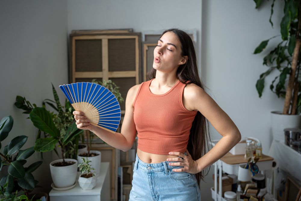 Woman sweating
