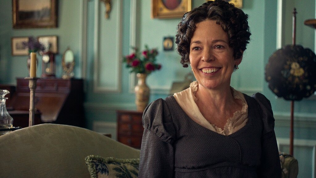 Olivia Coleman in Dolly Aldertons Price And Prejudice. Image credit Netflix