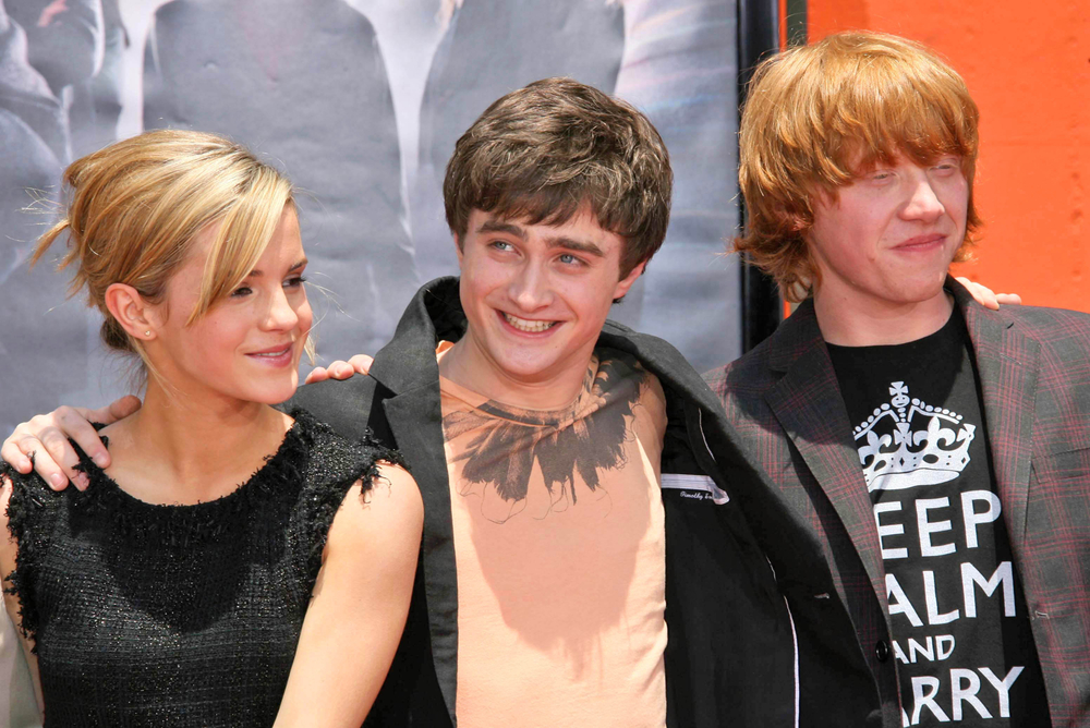 BBC Commissions J.K. Rowling Documentary 3 Emma Watson with Daniel Radcliffe and Rupert Grint in 2007. Photo credit: S Buckley, Shutterstock