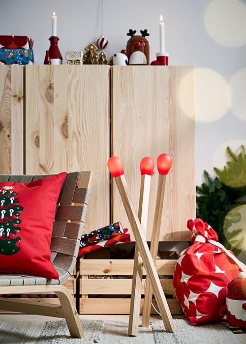 STRÅLA LED floor lamp, matchstick-shaped wood, €25. Pic: IKEA