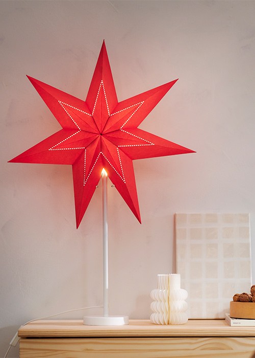 STRALA Lampshade, paper star red 56cm, €5 . Pic: IKEA